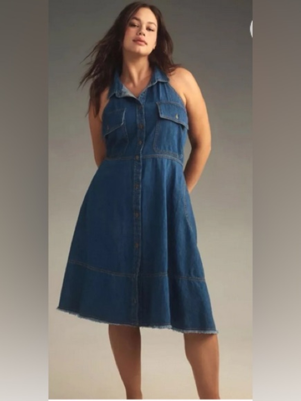 Pilcro Denim Midi Dress in Blue